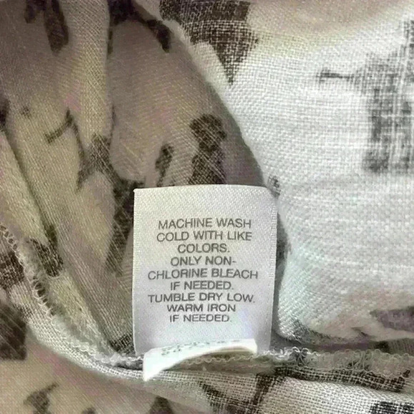 J Jill Love Linen Button Down Long Sleeve Gray Floral Shirt Women's Small Tall - Picture 10 of 11